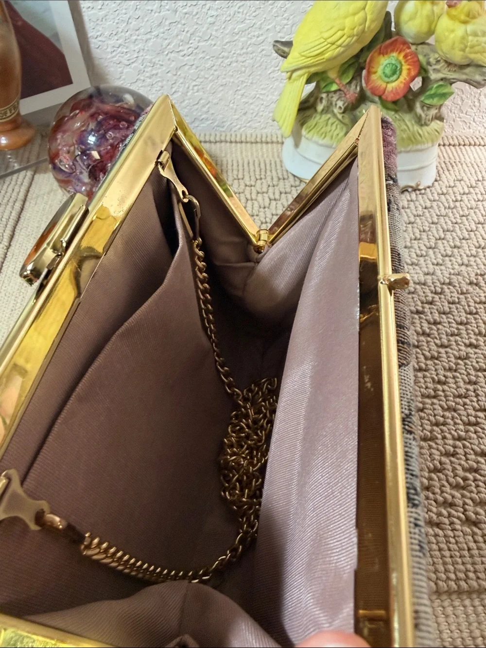 Vintage Floral Tapestry Convertible Chain Clutch Evening Bag